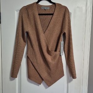 Absolutely Famous Camel V-Neck Sweater